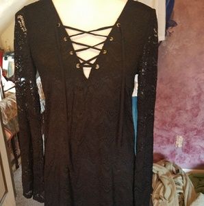 L.a. hearts lace up black dress